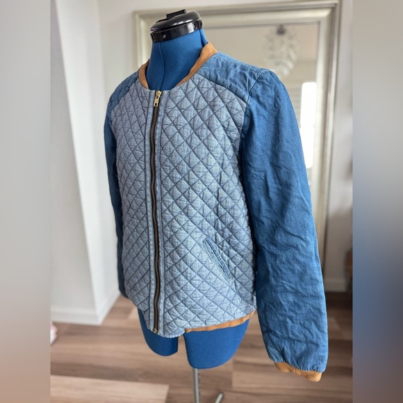 ANTHROPOLOGIE VALENTINE GAUTHIER Blue Denim Quilted Chambray Jacket Size S - Picture 5 of 15